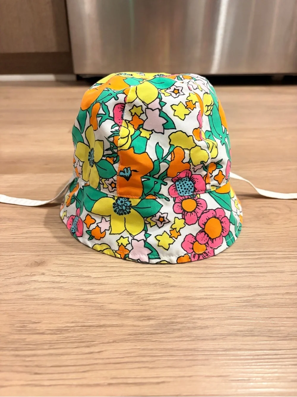 Reversible Floral & Polka Dot Baby Sun Hat 6-12 months